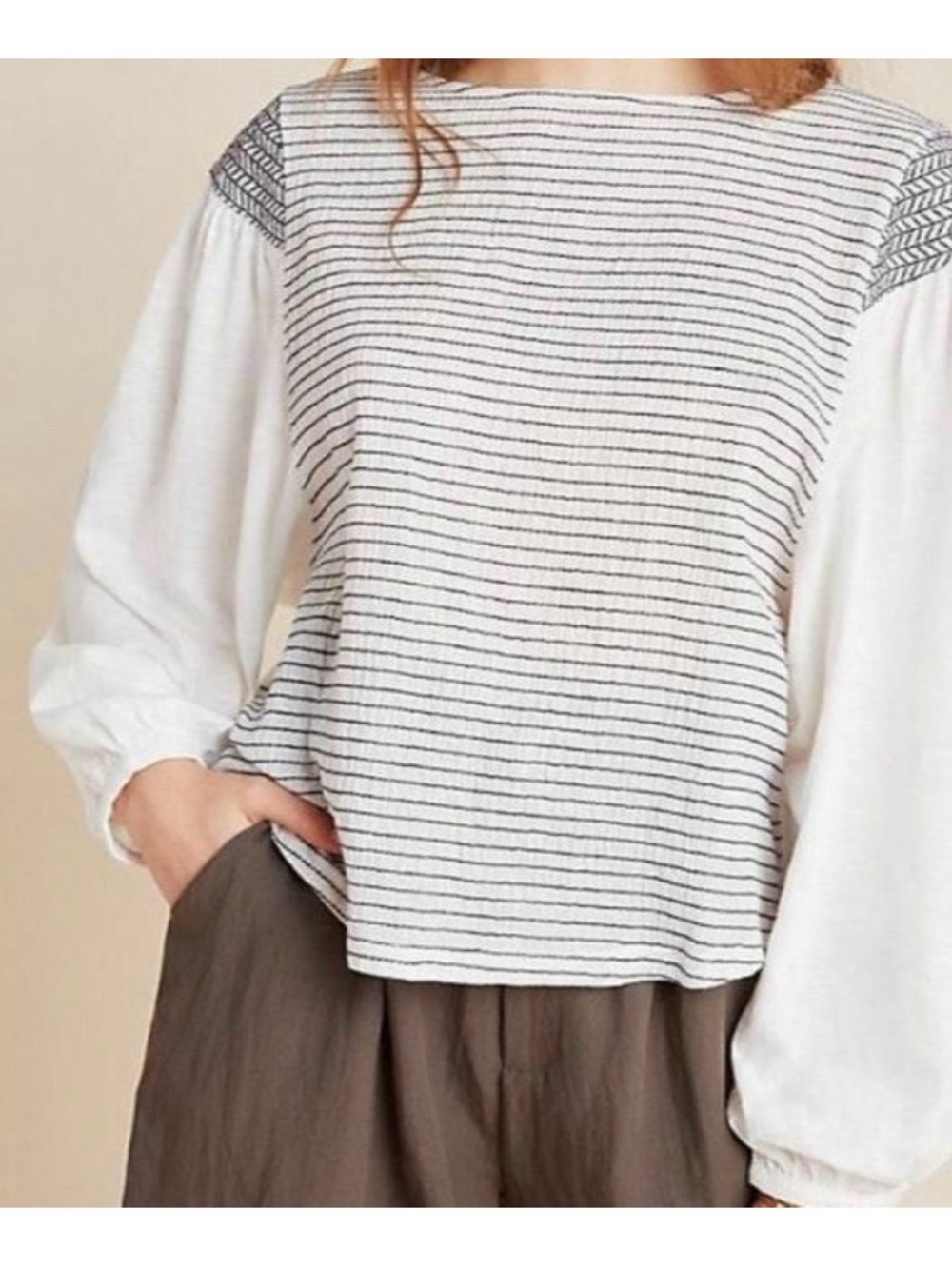 Anthropologie Aiden Textured Top Large